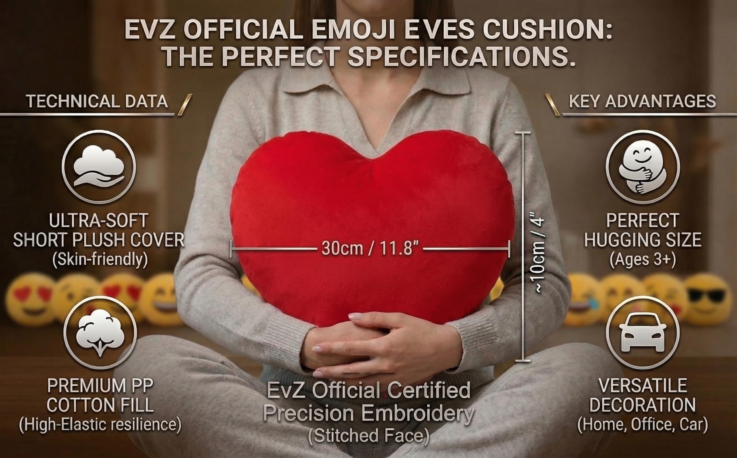 Amazon.co.jp: EvZ 絵文字ハート 絵文字クッション ぬいぐるみ ソフト